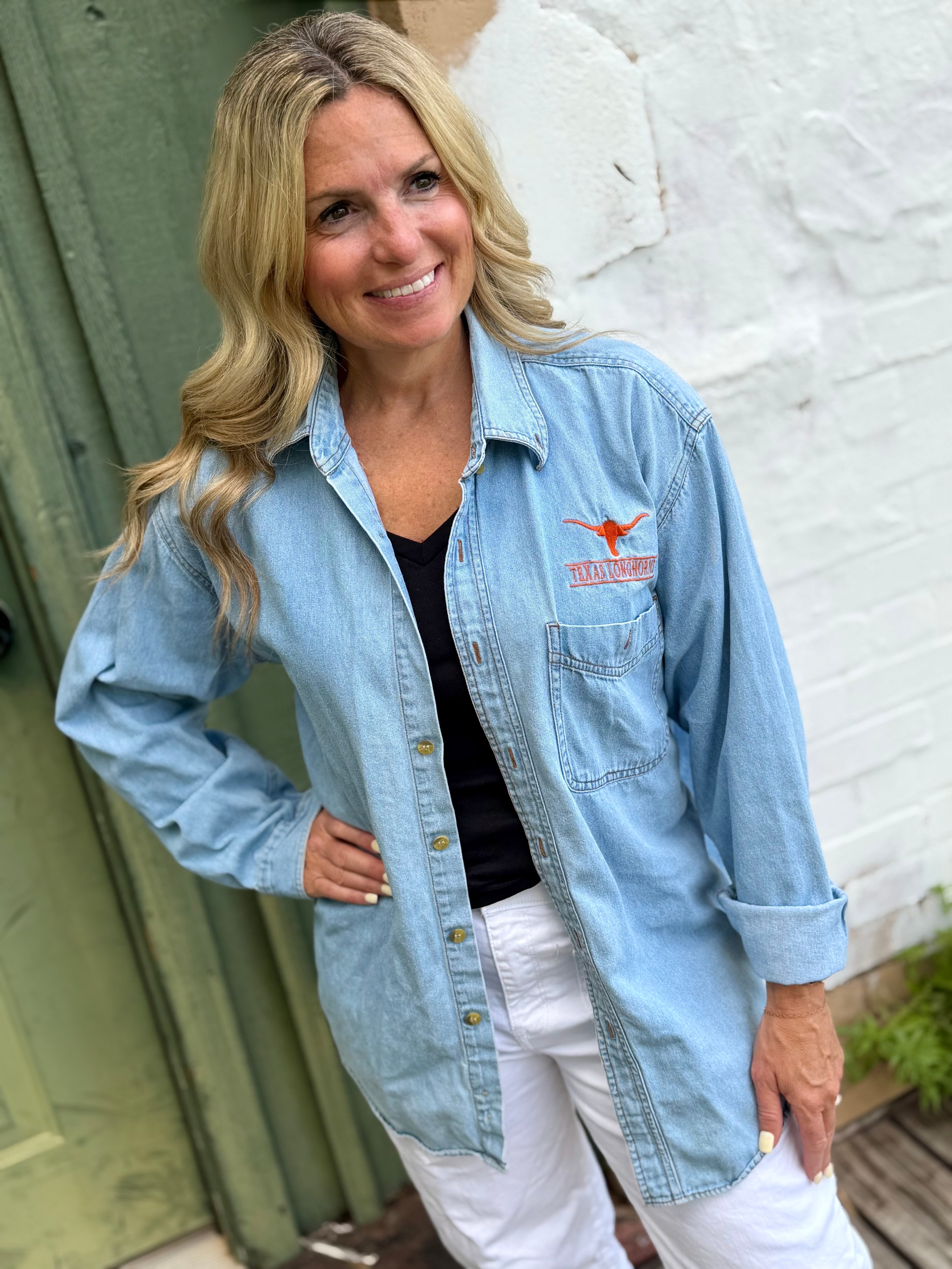 Texas Longhorns Denim Button-Up