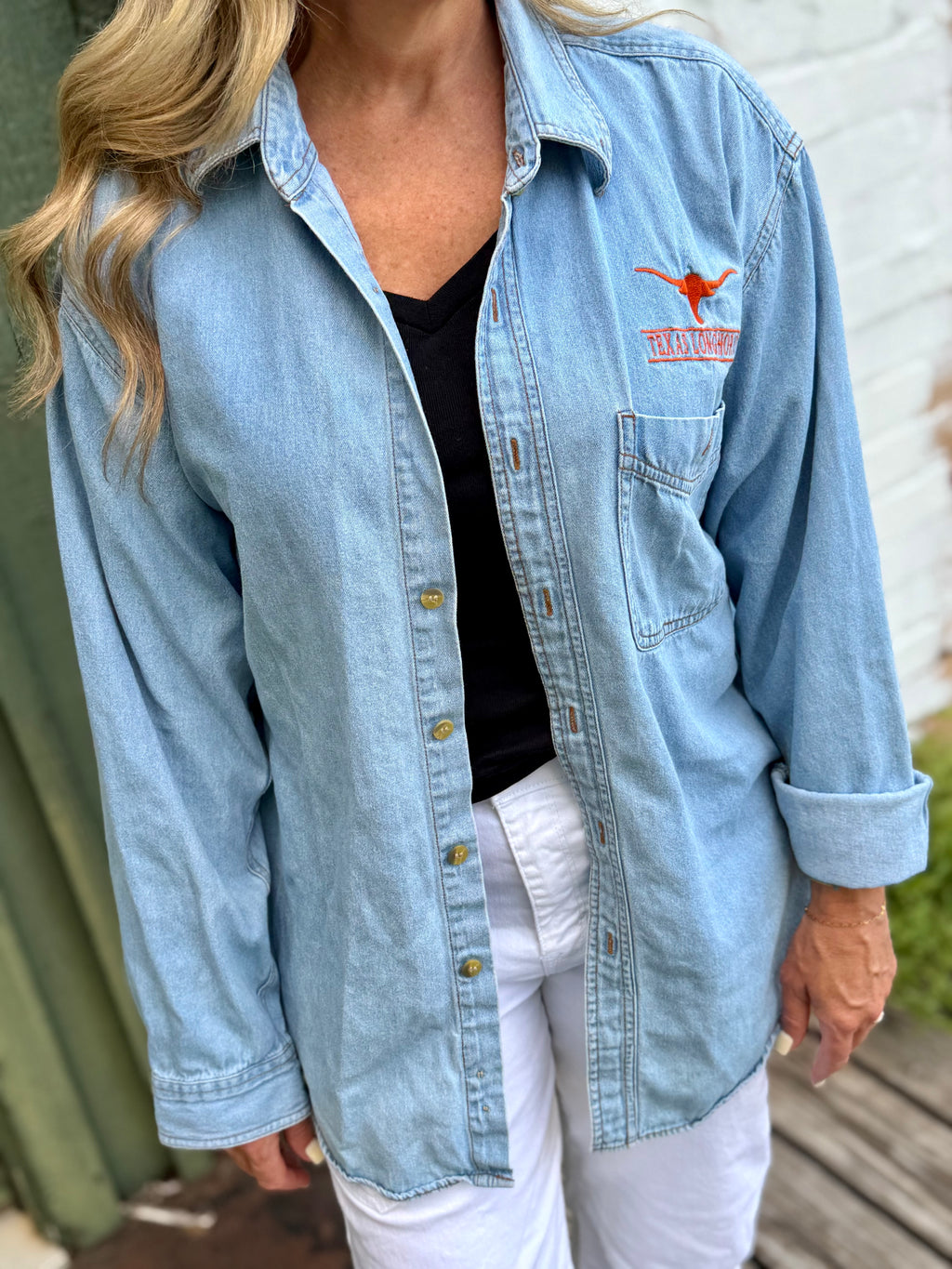 Texas Longhorns Denim Button-Up