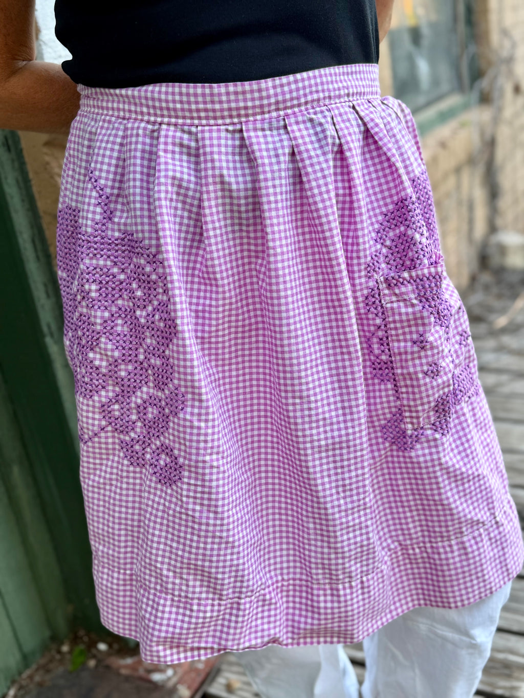 Vintage Gingham Half Apron