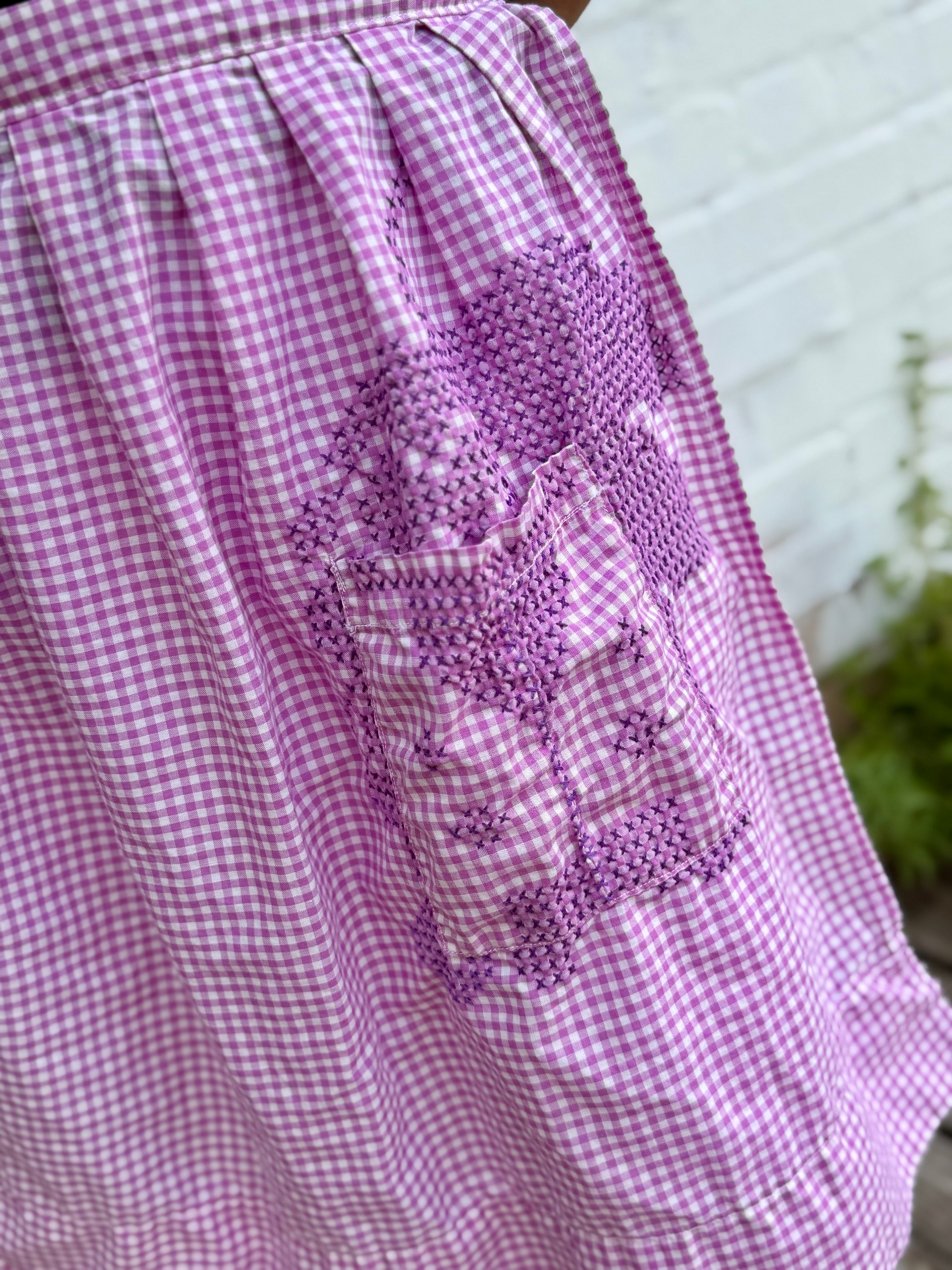 Vintage Gingham Half Apron