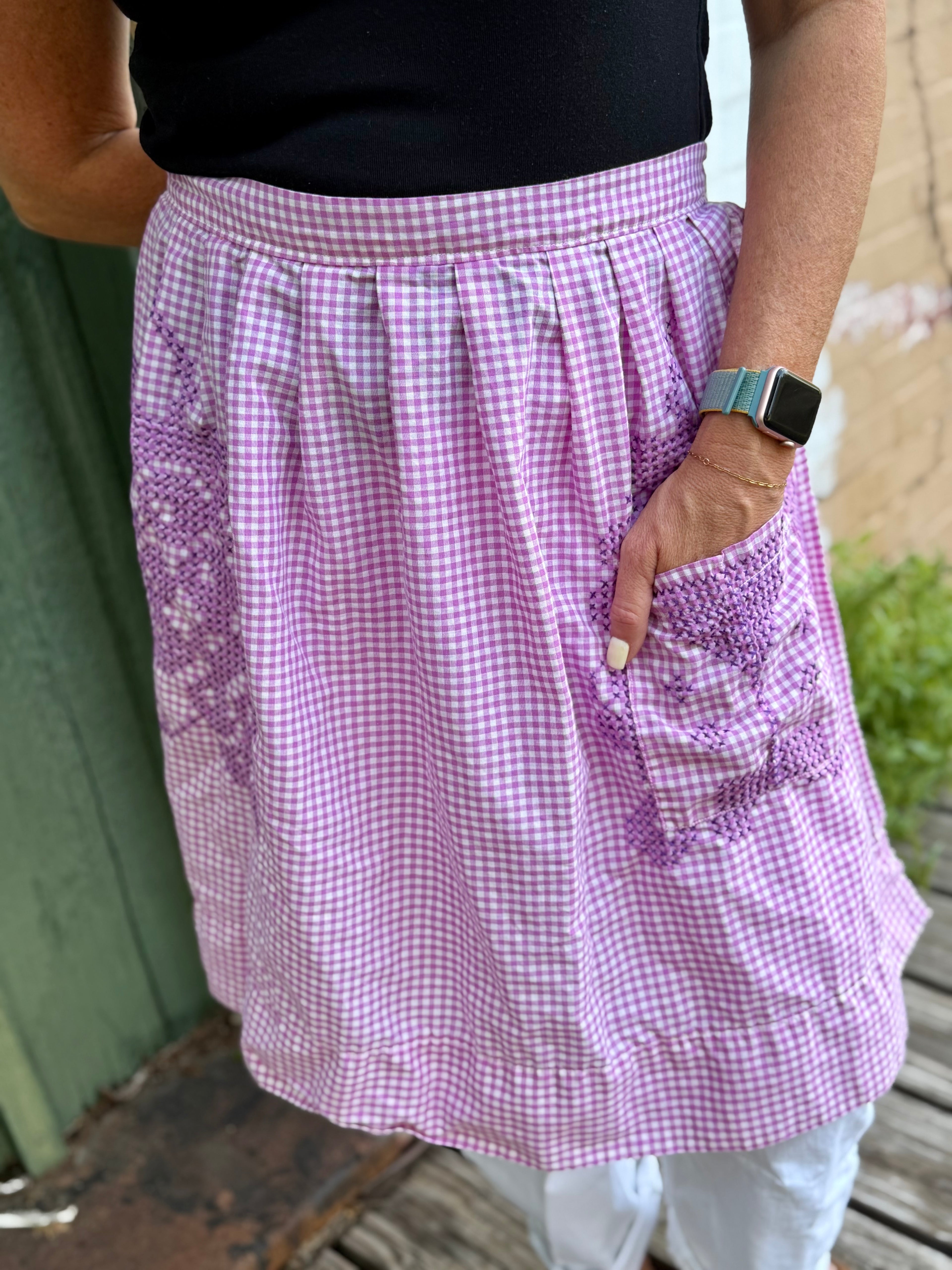 Vintage Gingham Half Apron