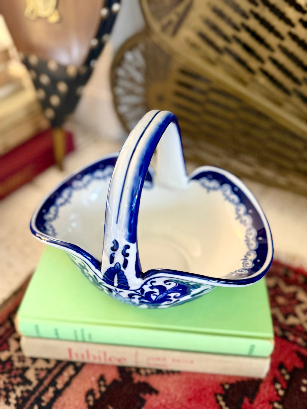 Blue/White Ceramic Basket