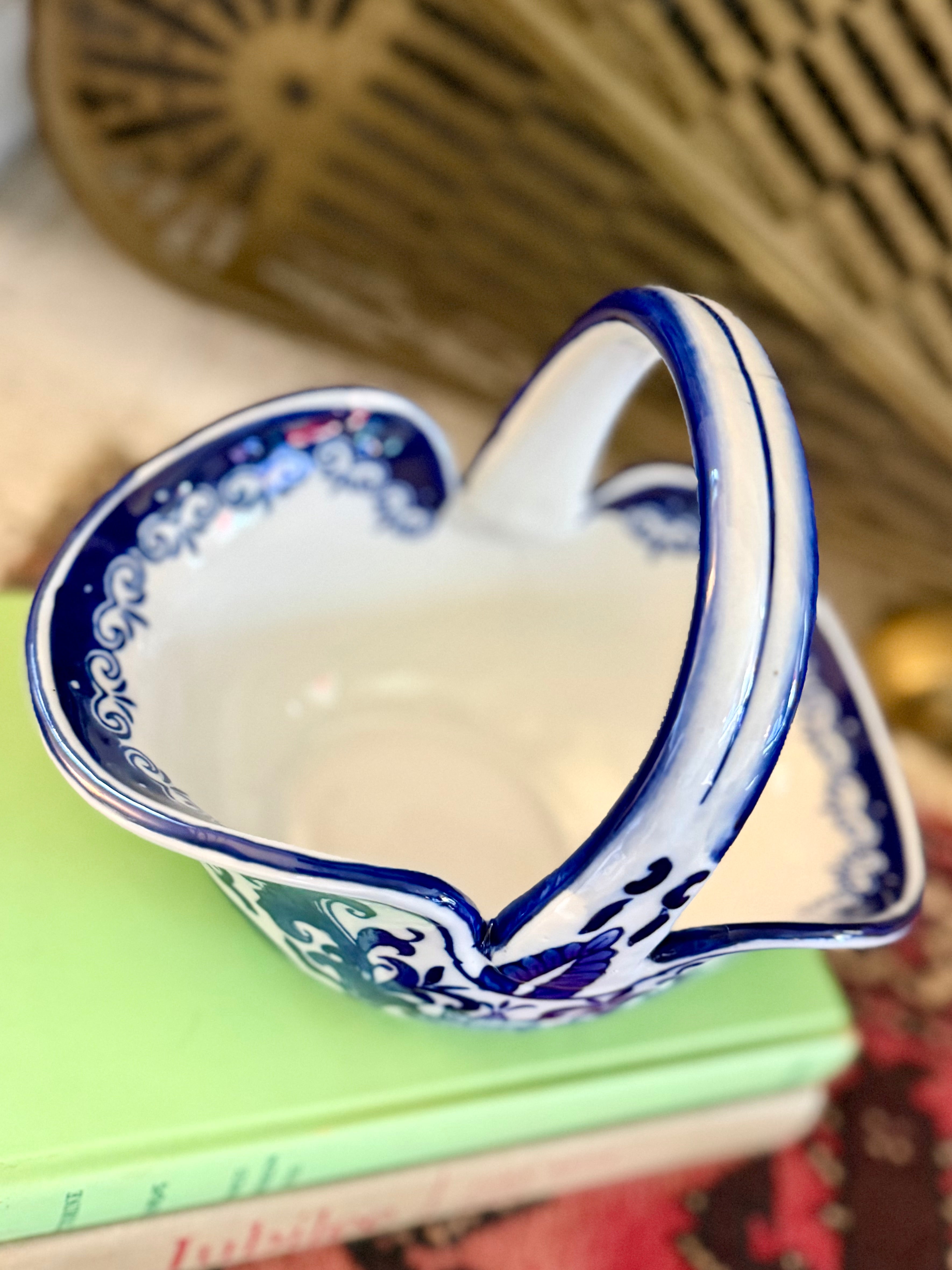 Blue/White Ceramic Basket