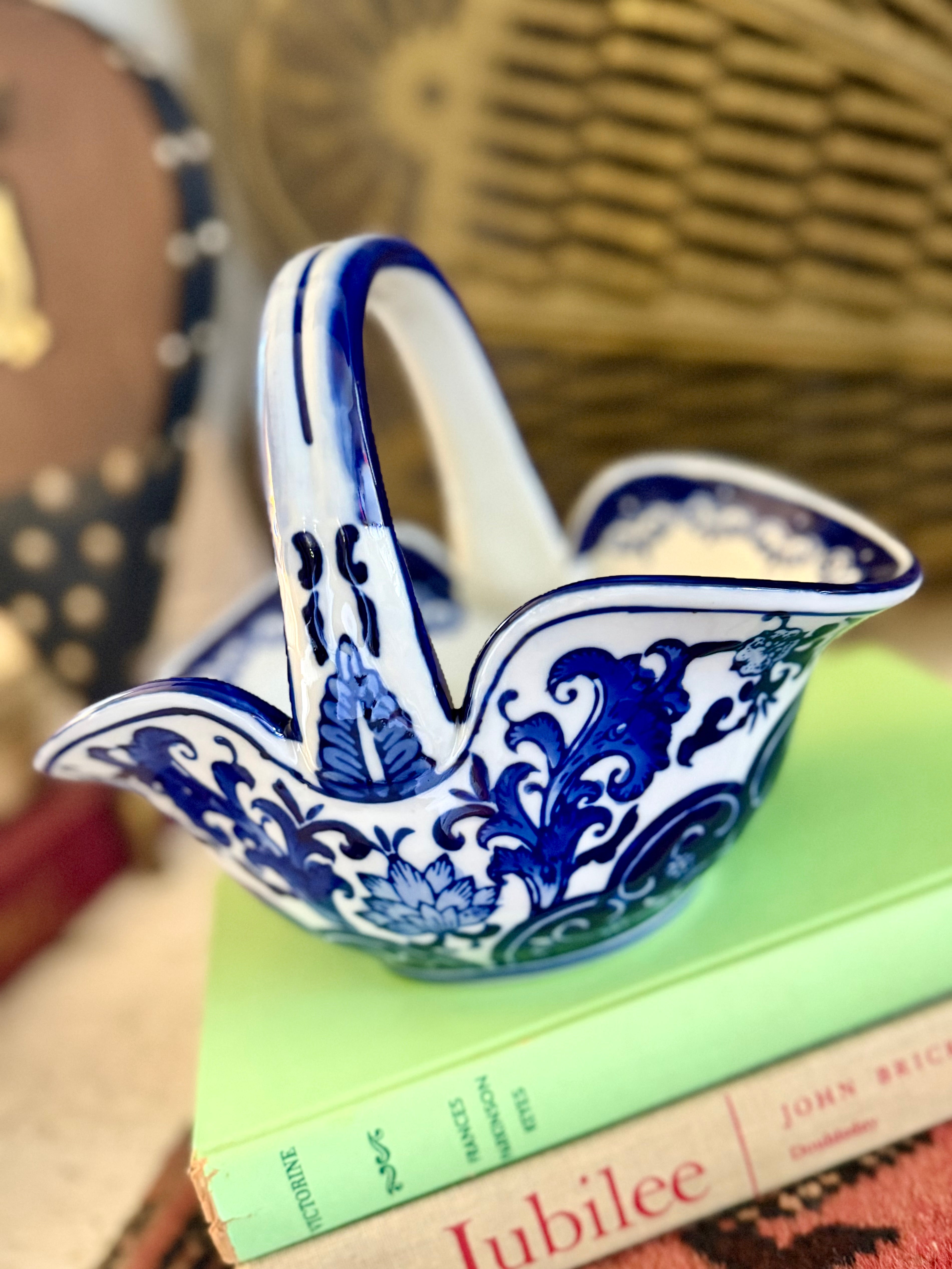 Blue/White Ceramic Basket