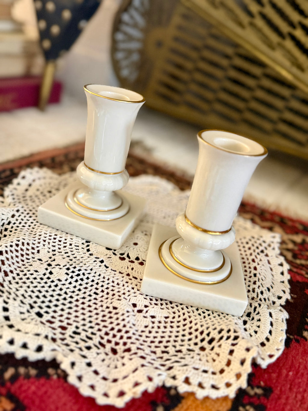 Lenox Cream Candle Holders